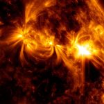 the Sun erupting with a bright solar flare